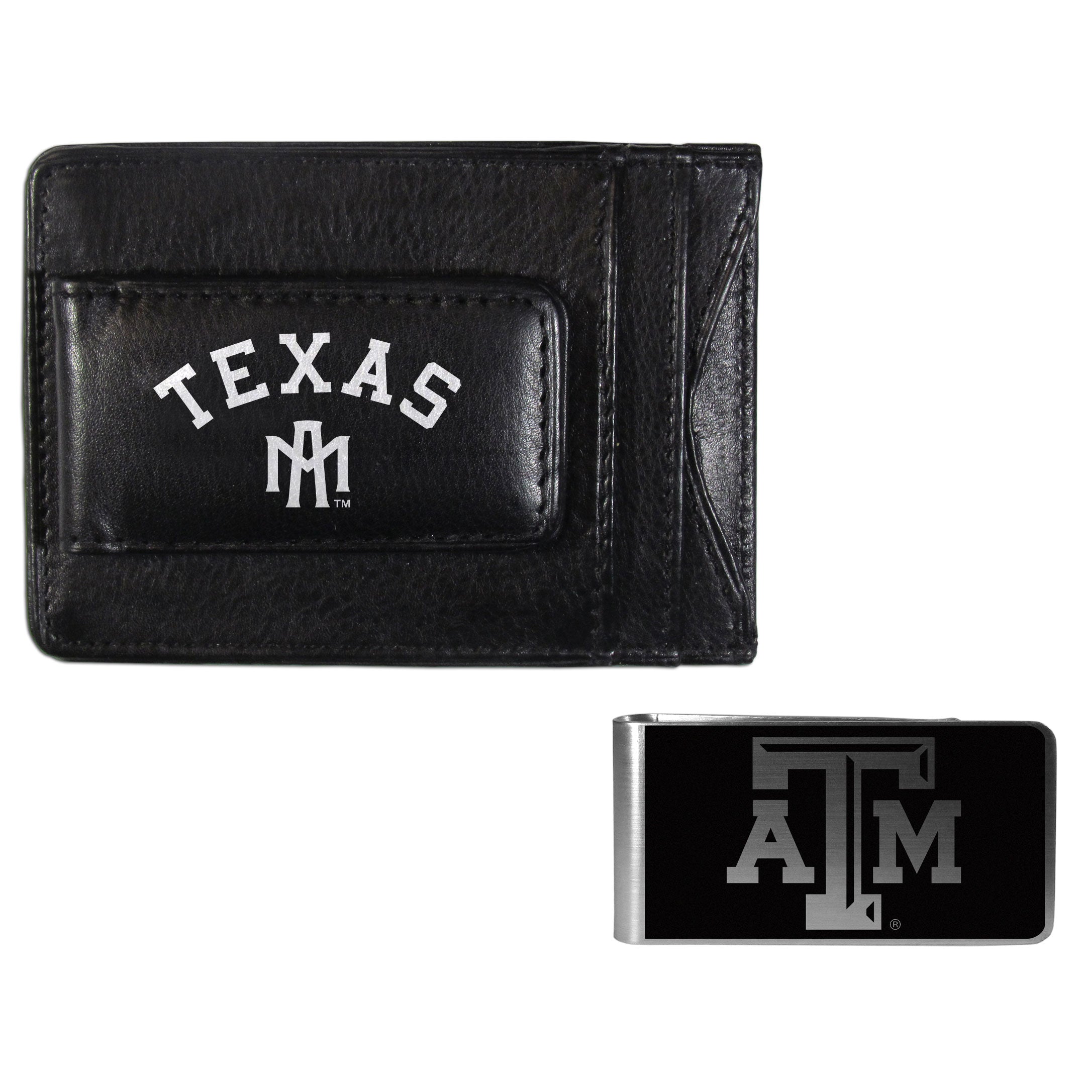 Texas A & M Aggies Leather Cash & Cardholder & Black Money Clip