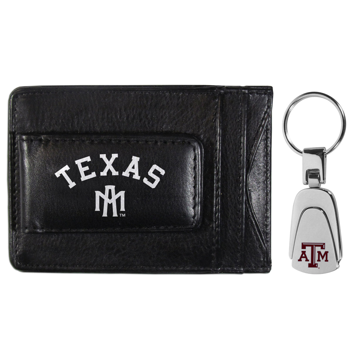 Texas A & M Aggies Leather Cash & Cardholder & Steel Key Chain