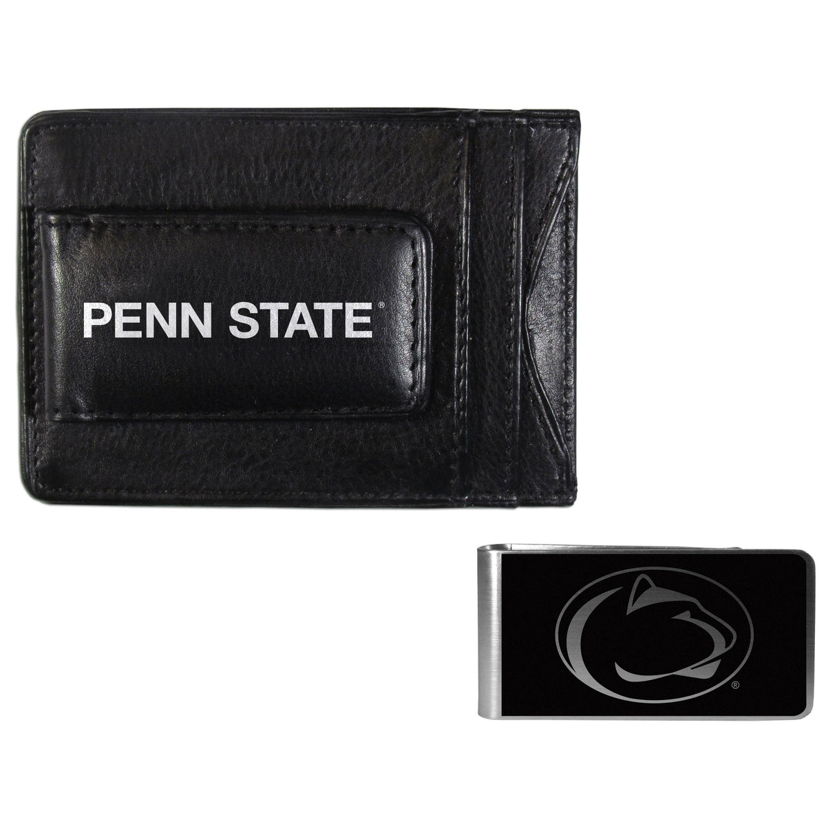 Penn St. Nittany Lions Leather Cash & Cardholder & Black Money Clip