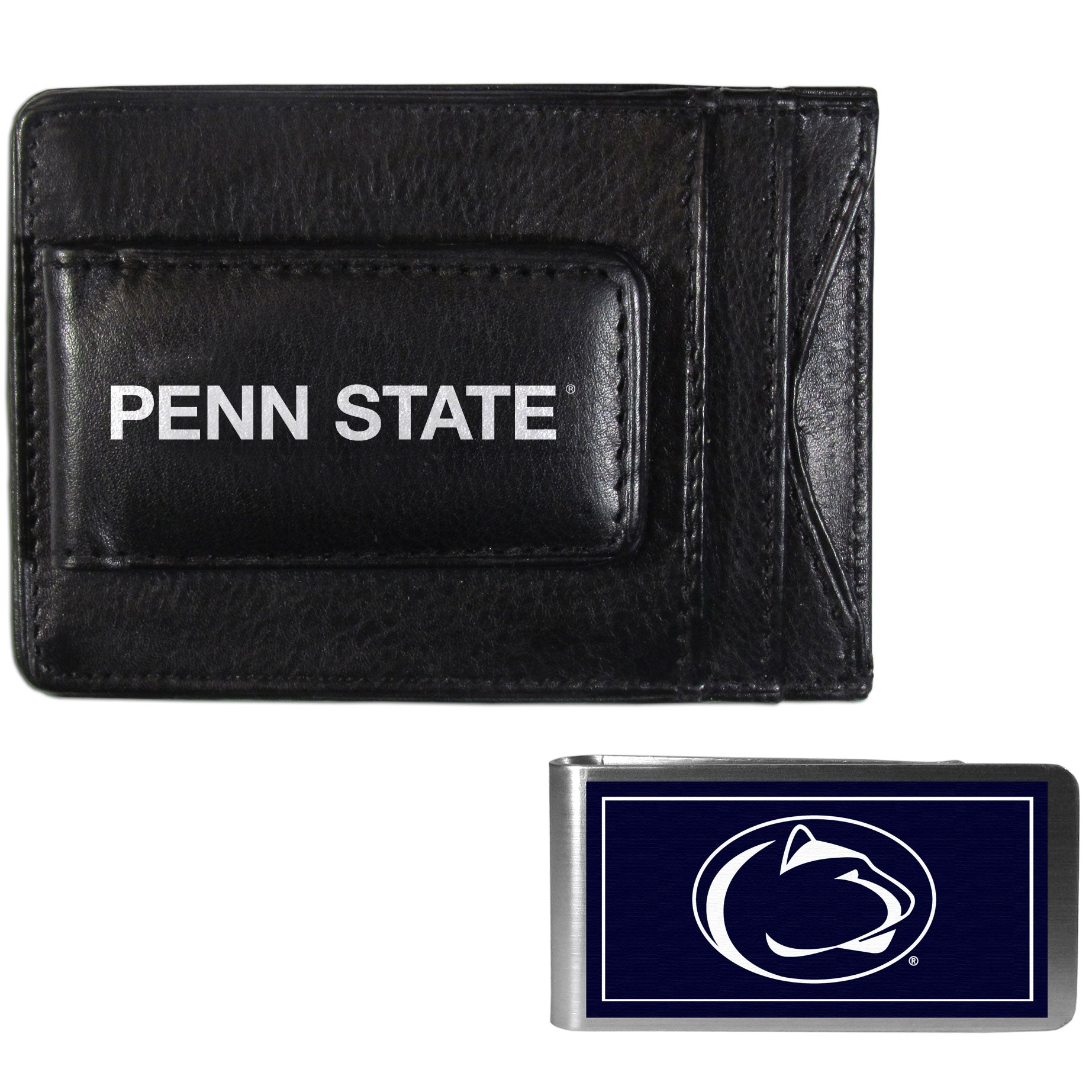 Penn St. Nittany Lions Leather Cash & Cardholder & Color Money Clip