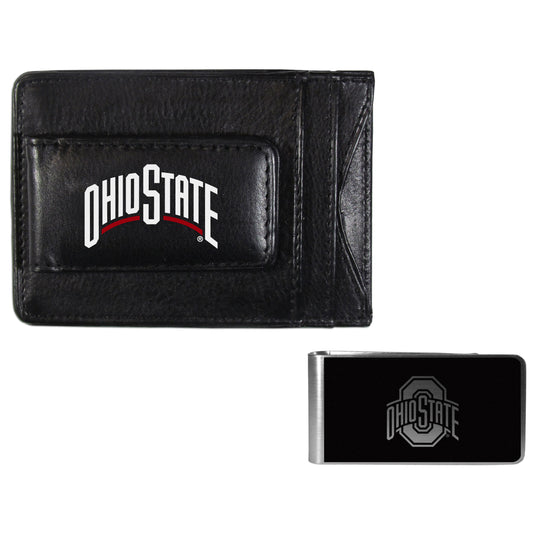 Ohio St. Buckeyes Leather Cash & Cardholder & Black Money Clip