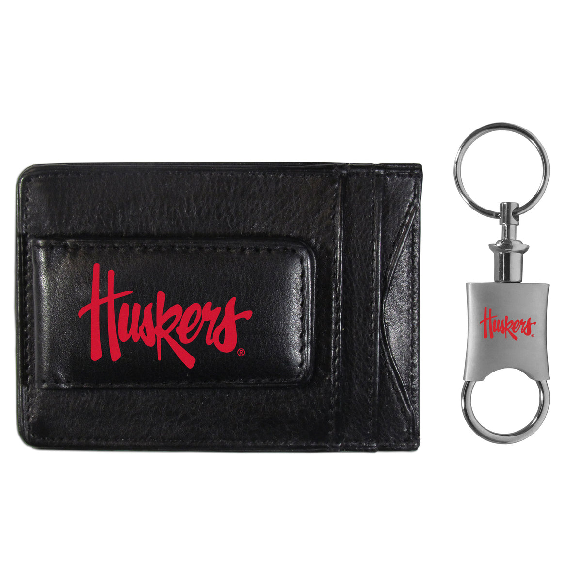 Nebraska Cornhuskers Leather Cash & Cardholder & Valet Key Chain