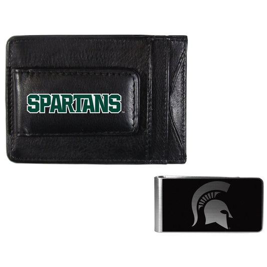 Michigan St. Spartans Leather Cash & Cardholder & Black Money Clip