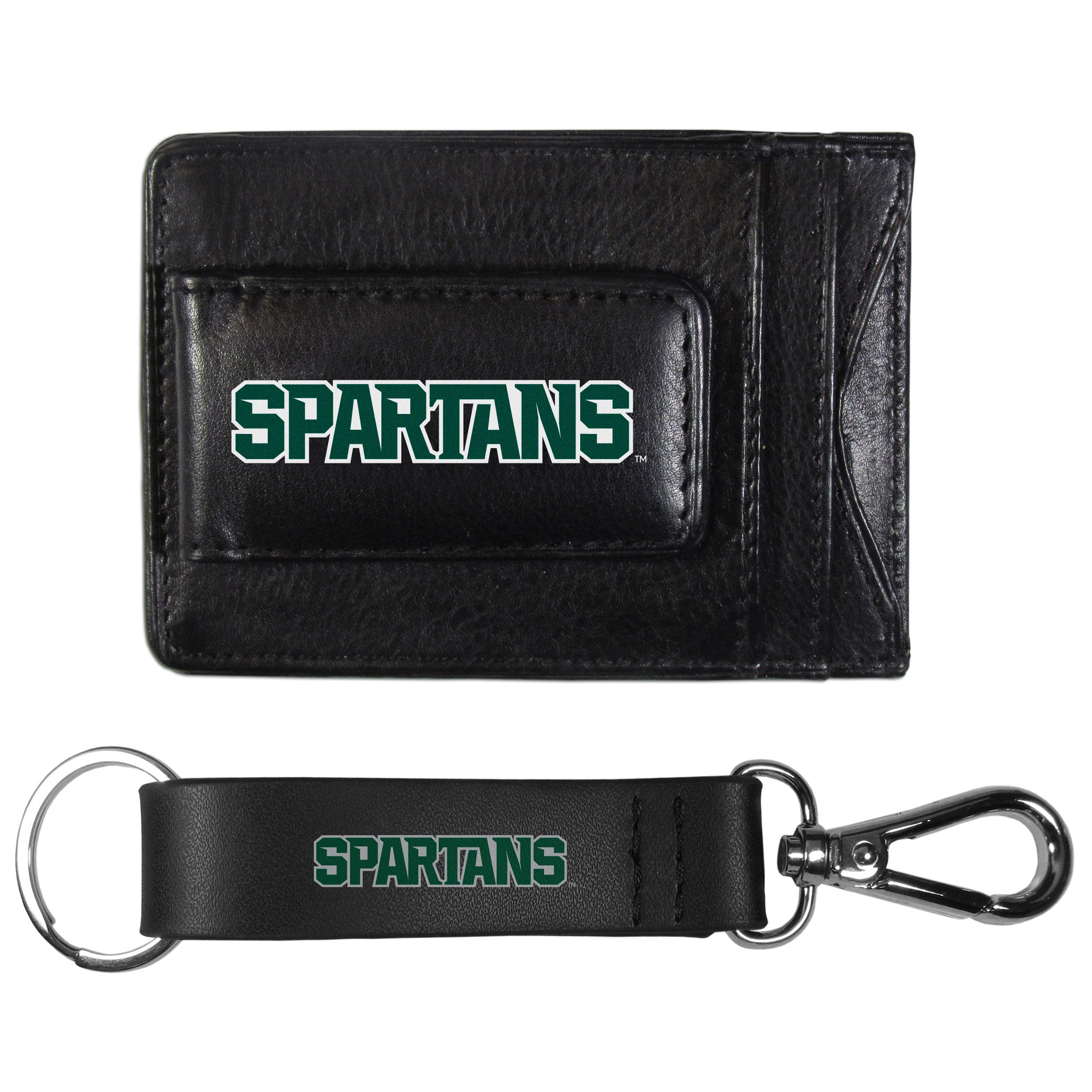 Michigan St. Spartans Leather Cash & Cardholder & Strap Key Chain