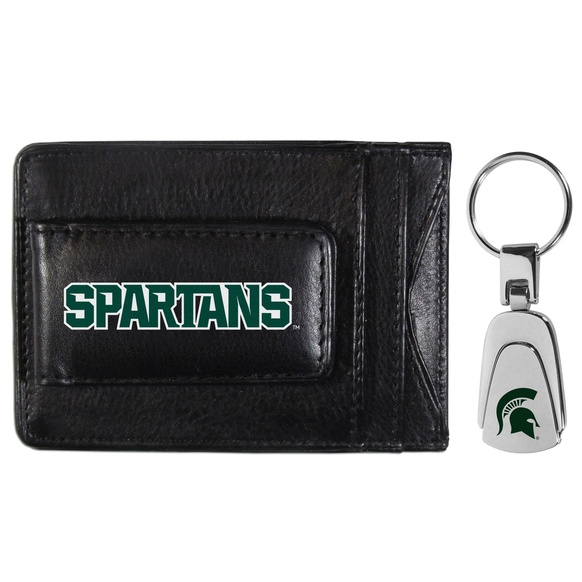 Michigan St. Spartans Leather Cash & Cardholder & Steel Key Chain