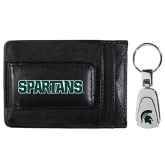 Michigan St. Spartans Leather Cash & Cardholder & Steel Key Chain