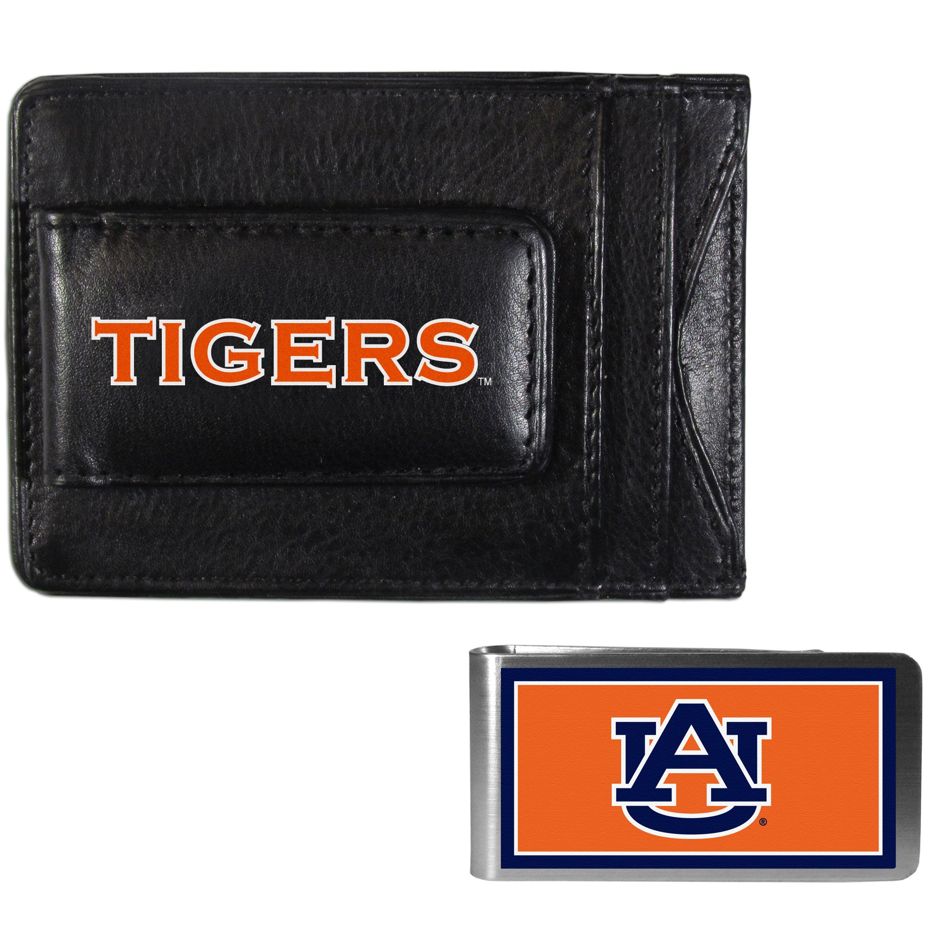 Auburn Tigers Leather Cash & Cardholder & Color Money Clip