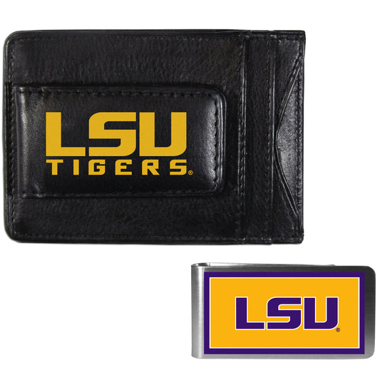 LSU Tigers Leather Cash & Cardholder & Color Money Clip