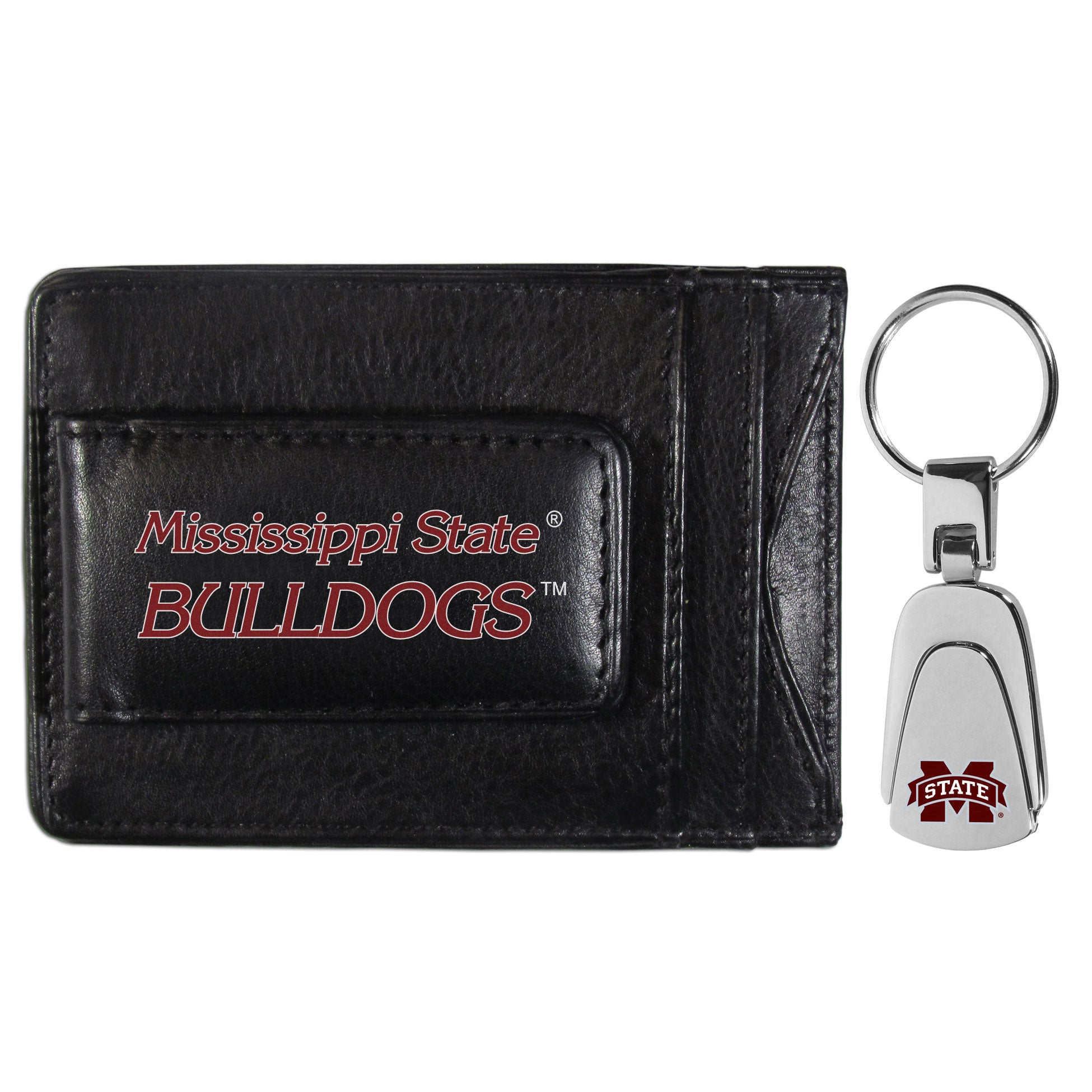 Mississippi St. Bulldogs Leather Cash & Cardholder & Steel Key Chain