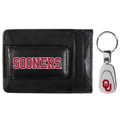 Oklahoma Sooners Leather Cash & Cardholder & Steel Key Chain