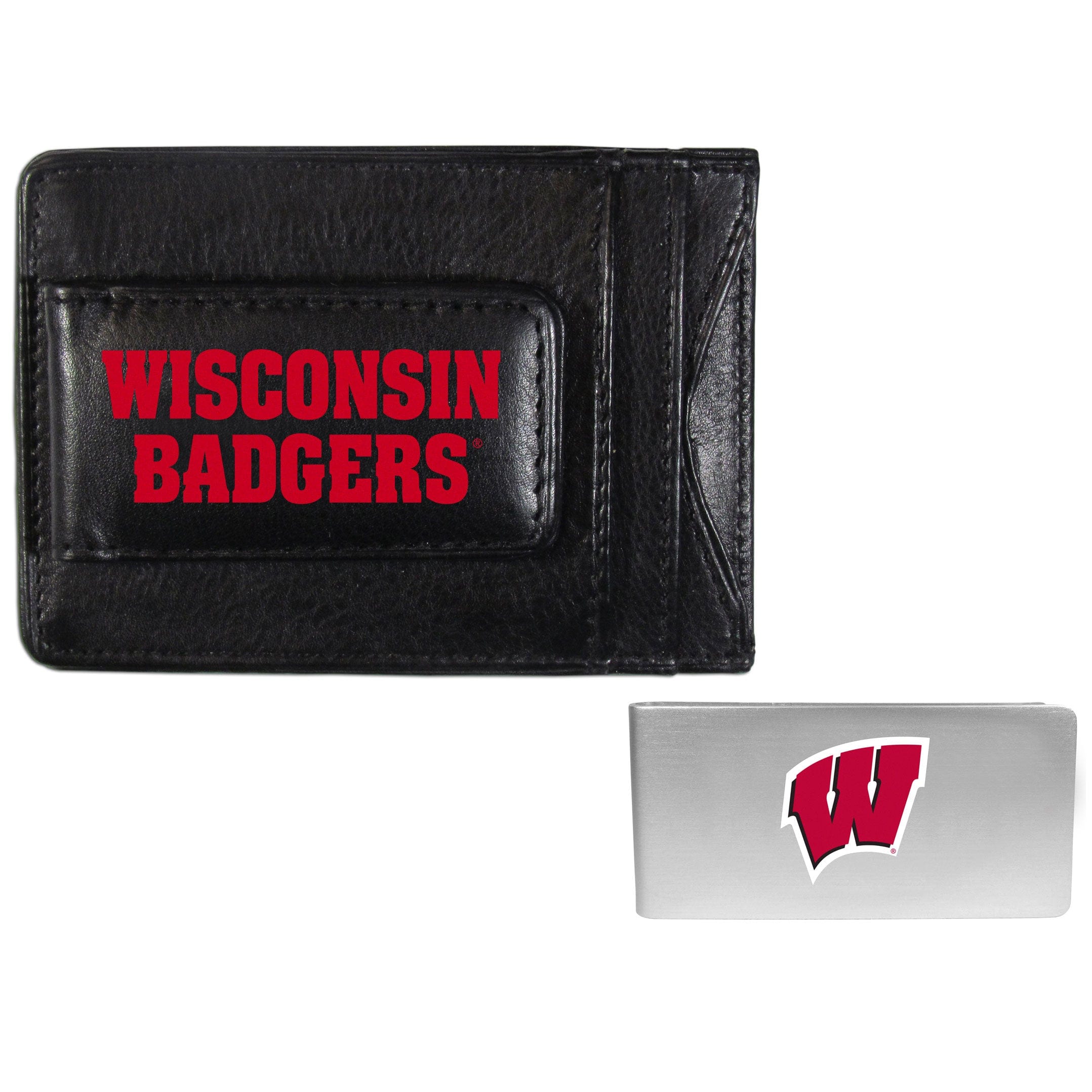 Wisconsin Badgers Leather Cash & Cardholder & Money Clip