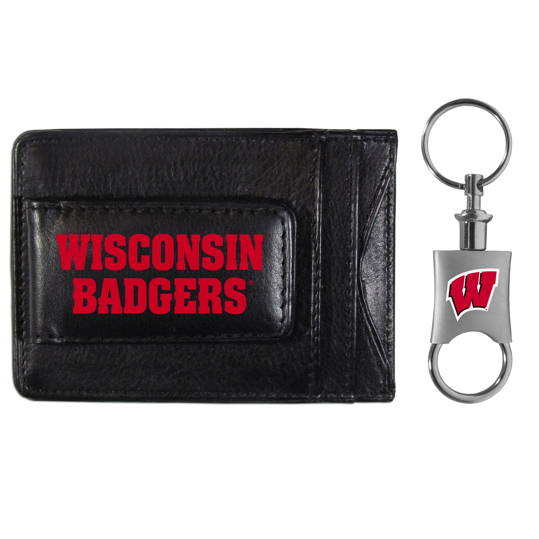 Wisconsin Badgers Leather Cash & Cardholder & Valet Key Chain