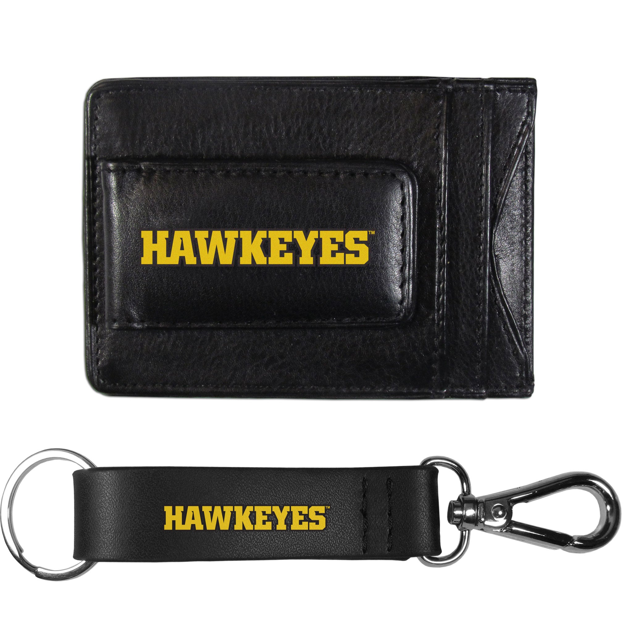 Iowa Hawkeyes Leather Cash & Cardholder & Strap Key Chain