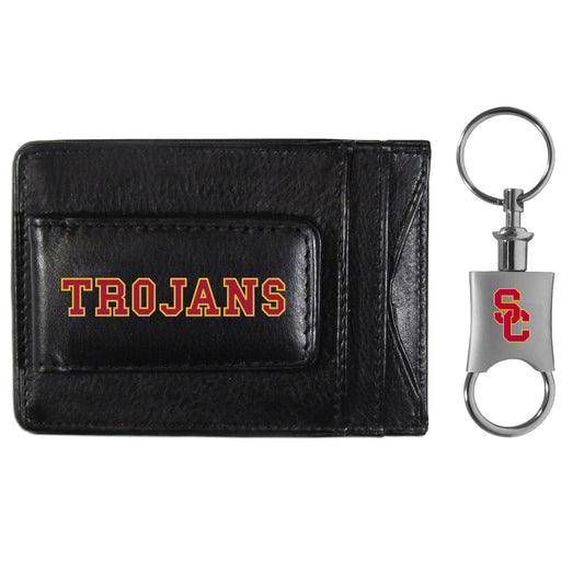 USC Trojans Leather Cash & Cardholder & Valet Key Chain