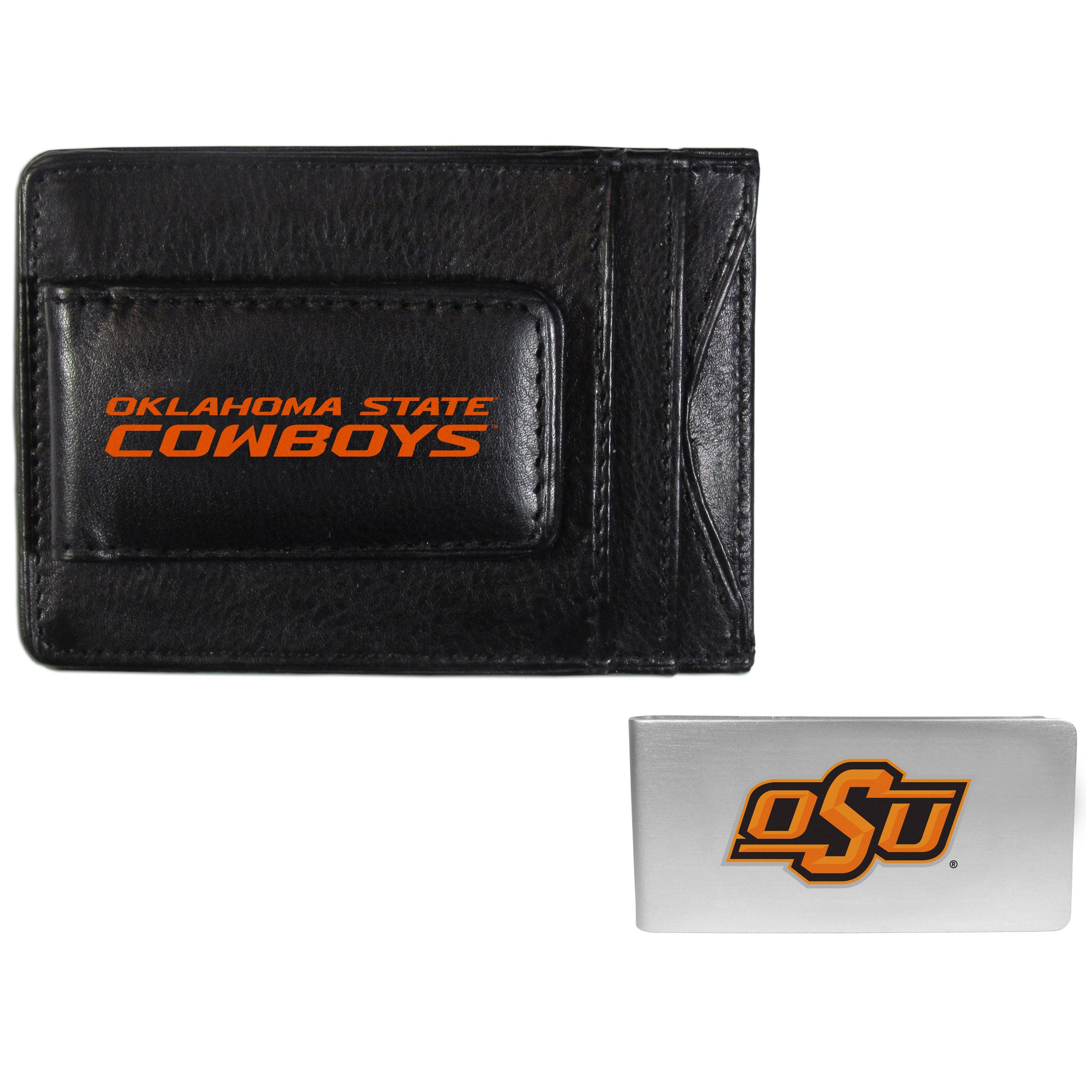 Oklahoma St. Cowboys Leather Cash & Cardholder & Money Clip