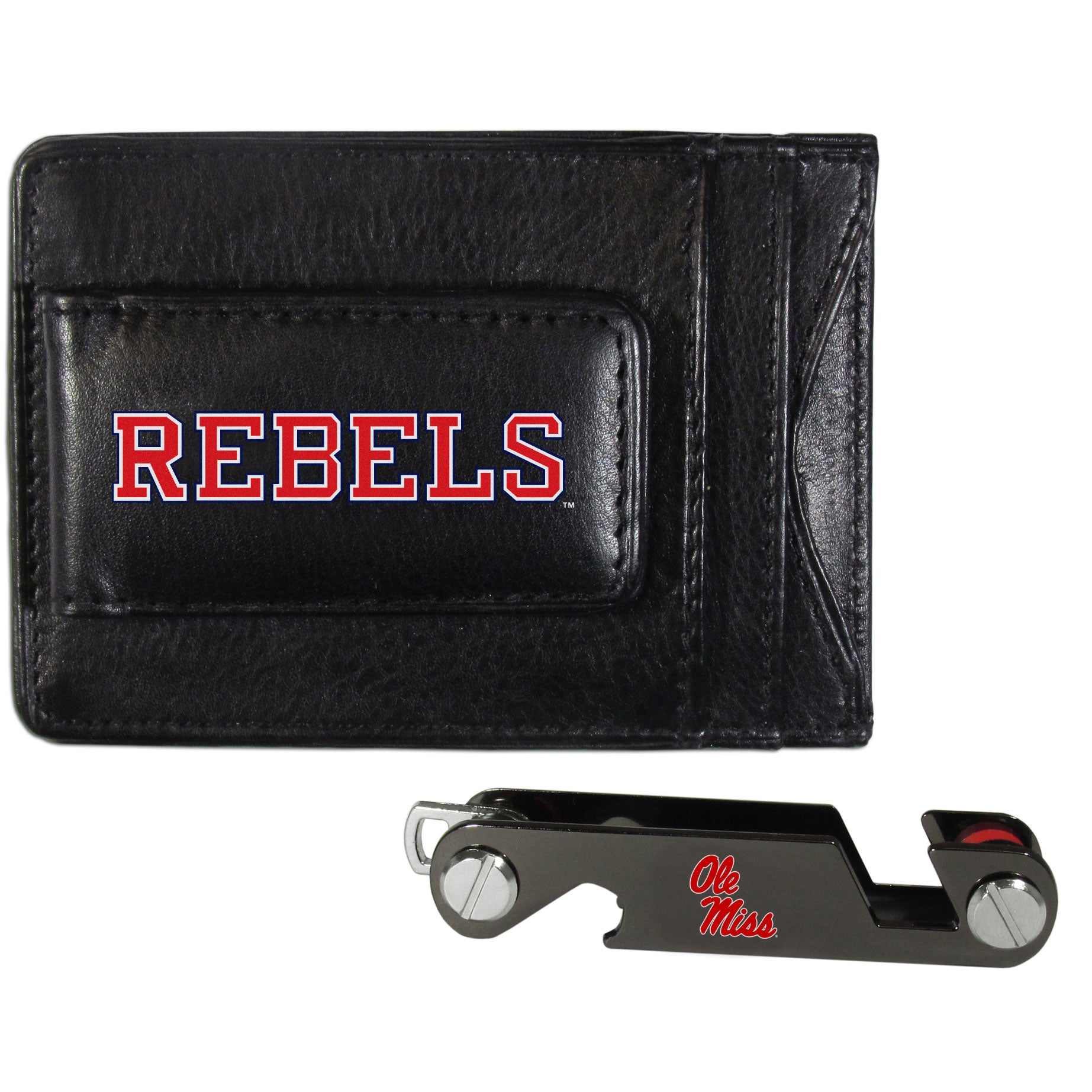 Mississippi Rebels Leather Cash & Cardholder & Key Organizer