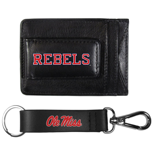 Mississippi Rebels Leather Cash & Cardholder & Strap Key Chain