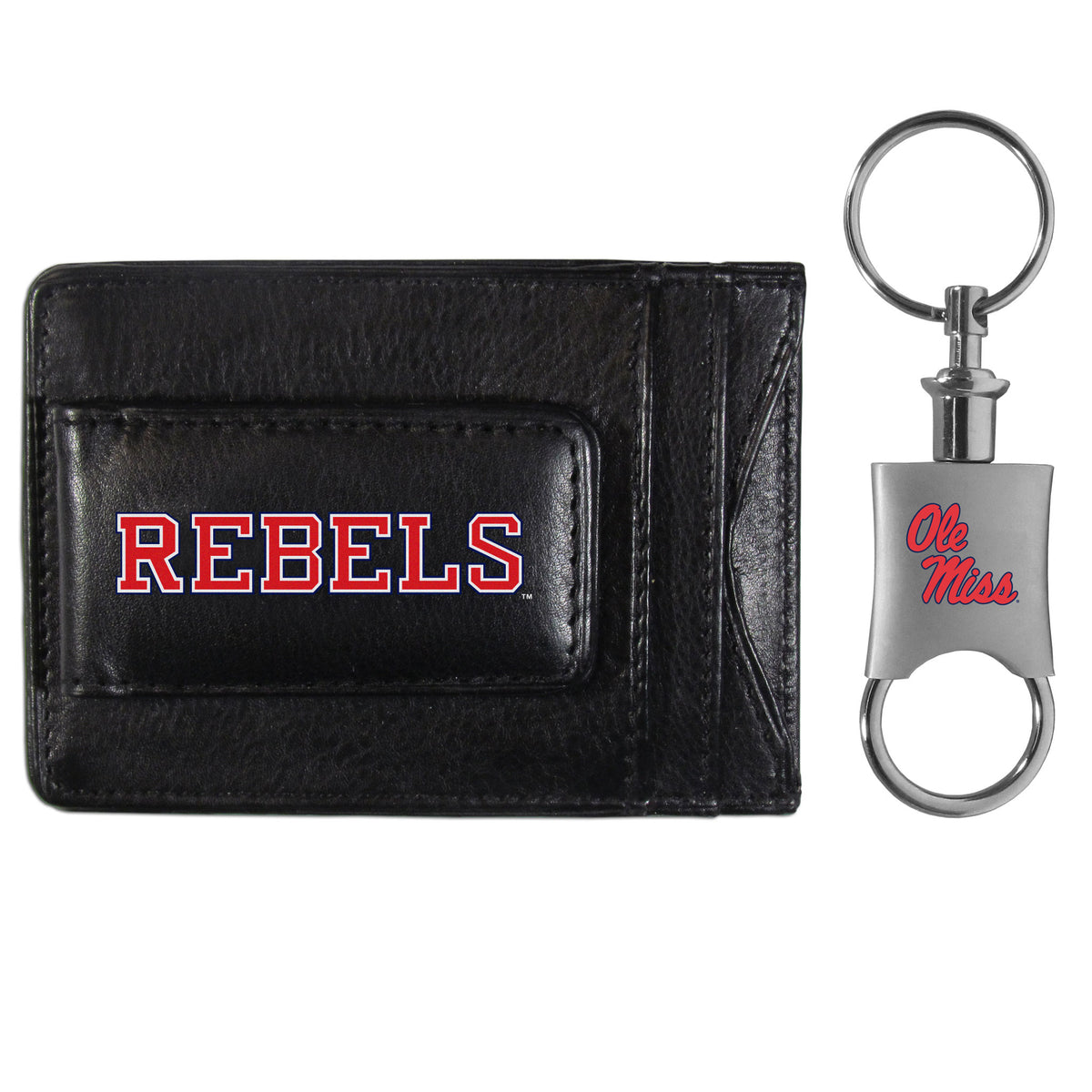 Mississippi Rebels Leather Cash & Cardholder & Valet Key Chain