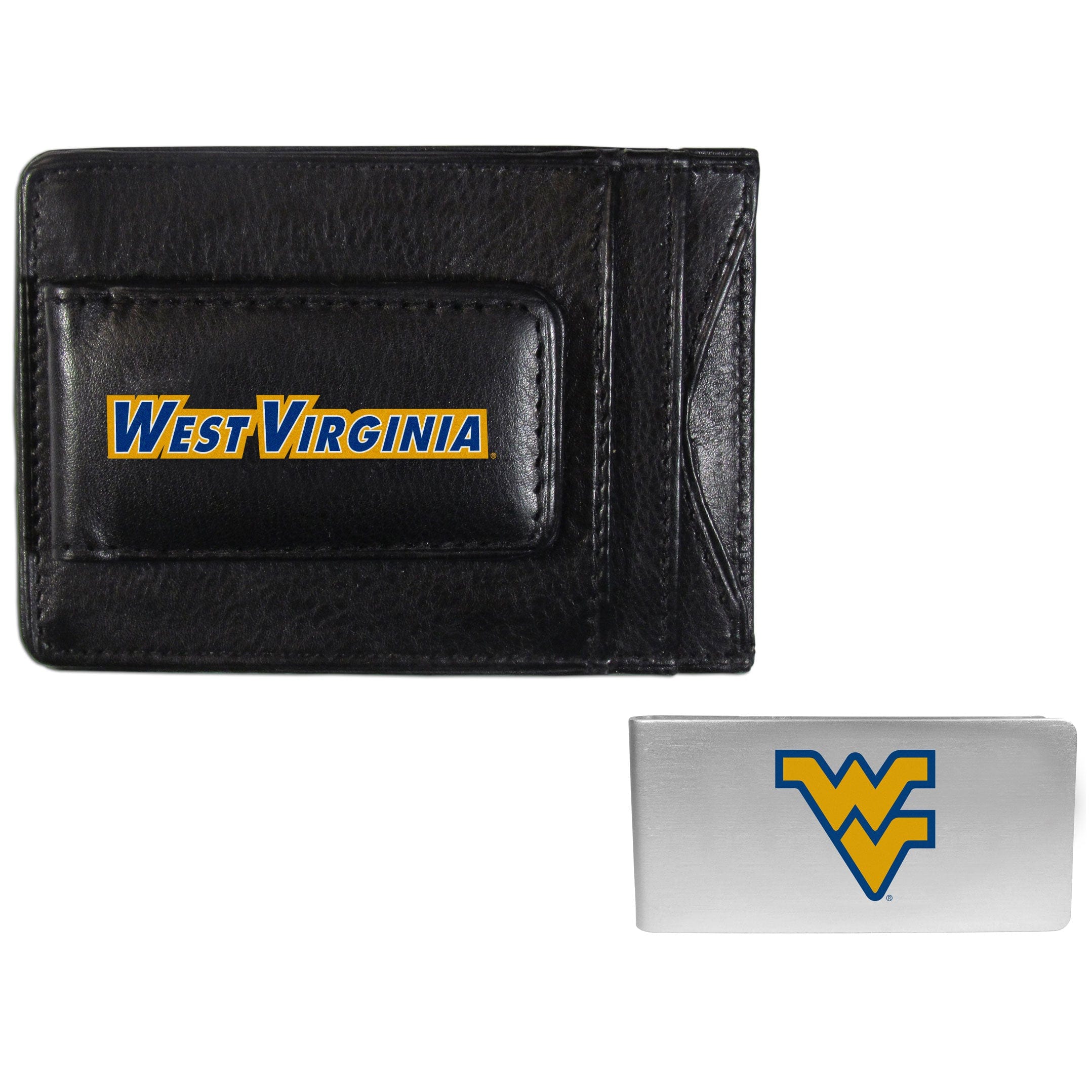 W. Virginia Mountaineers Leather Cash & Cardholder & Money Clip