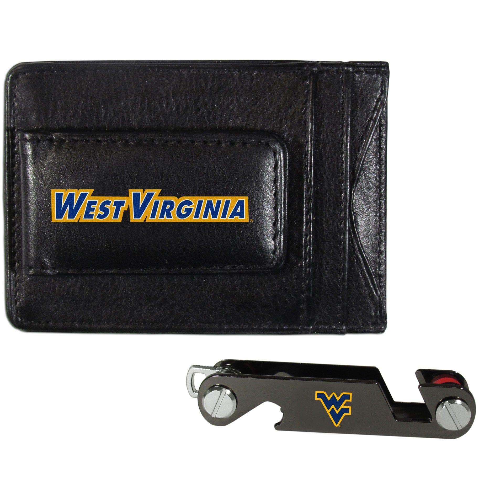 W. Virginia Mountaineers Leather Cash & Cardholder & Key Organizer