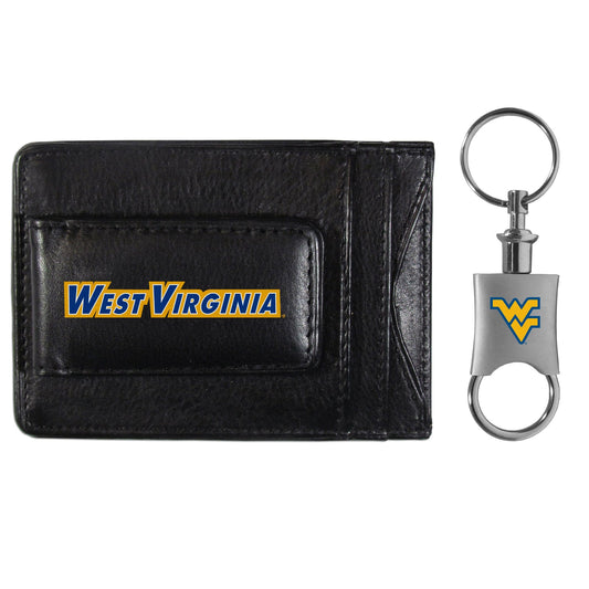 W. Virginia Mountaineers Leather Cash & Cardholder & Valet Key Chain