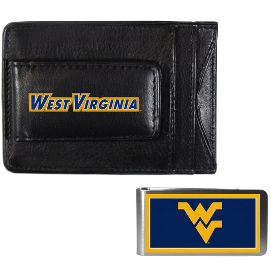 W. Virginia Mountaineers Leather Cash & Cardholder & Color Money Clip