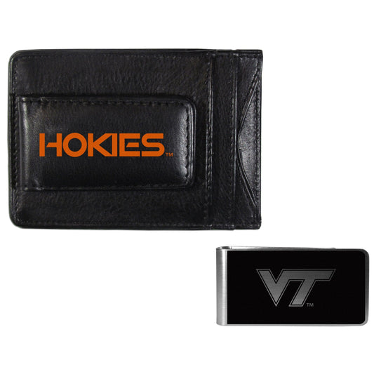 Virginia Tech Hokies Leather Cash & Cardholder & Black Money Clip