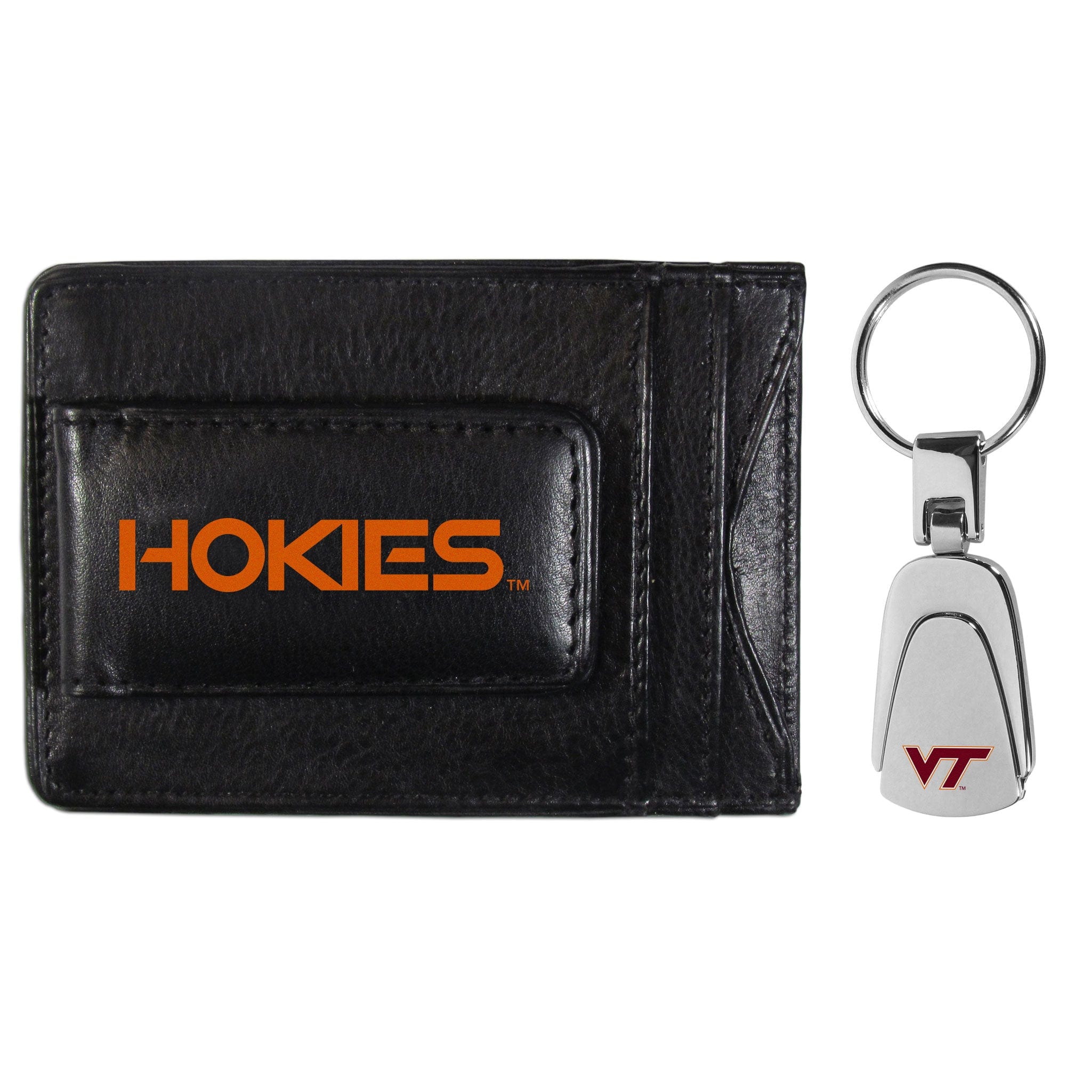 Virginia Tech Hokies Leather Cash & Cardholder & Steel Key Chain