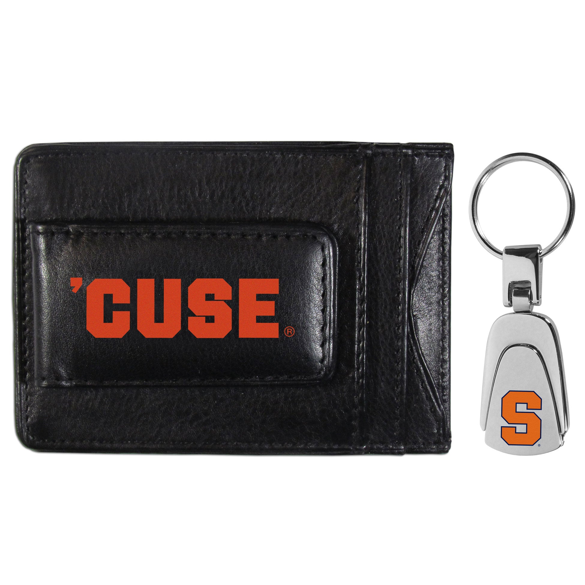 Syracuse Orange Leather Cash & Cardholder & Steel Key Chain