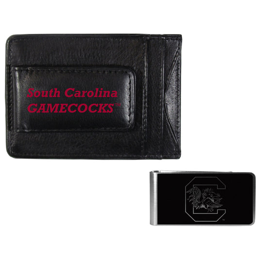 S. Carolina Gamecocks Leather Cash & Cardholder & Black Money Clip