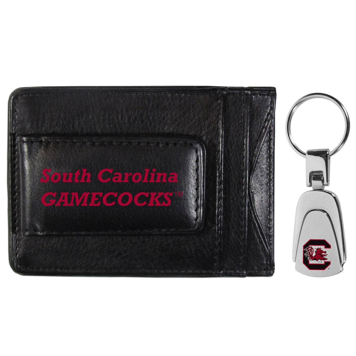 S. Carolina Gamecocks Leather Cash & Cardholder & Steel Key Chain