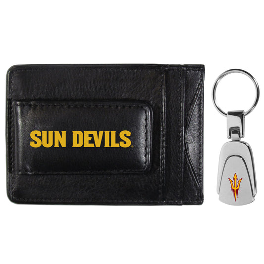 Arizona St. Sun Devils Leather Cash & Cardholder & Steel Key Chain