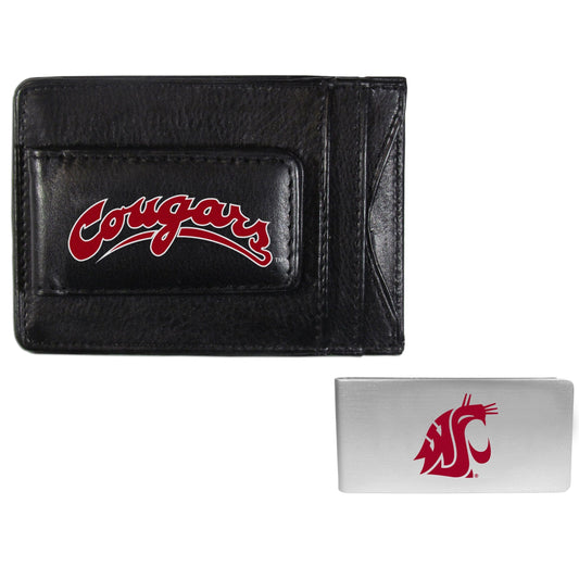 Washington St. Cougars Leather Cash & Cardholder & Money Clip