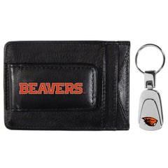 Oregon St. Beavers Leather Cash & Cardholder & Steel Key Chain