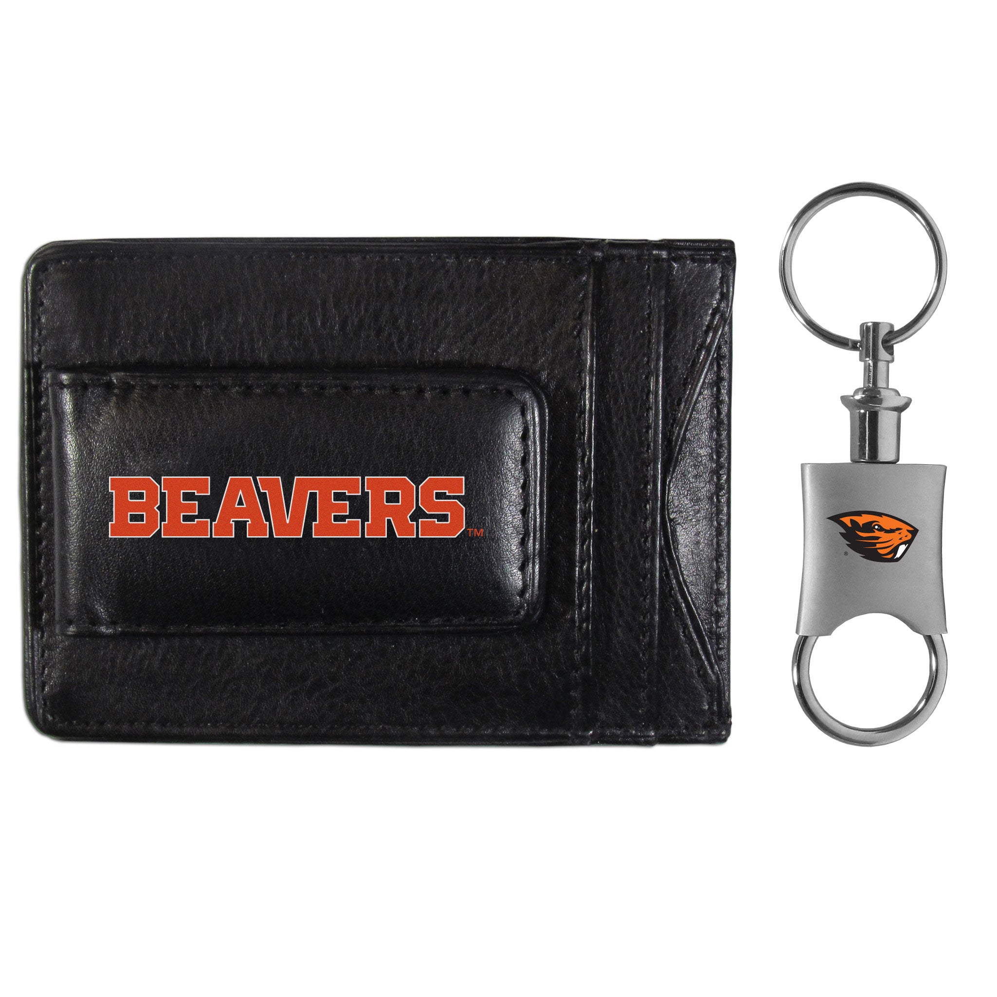 Oregon St. Beavers Leather Cash & Cardholder & Valet Key Chain - Oregon St. Beavers