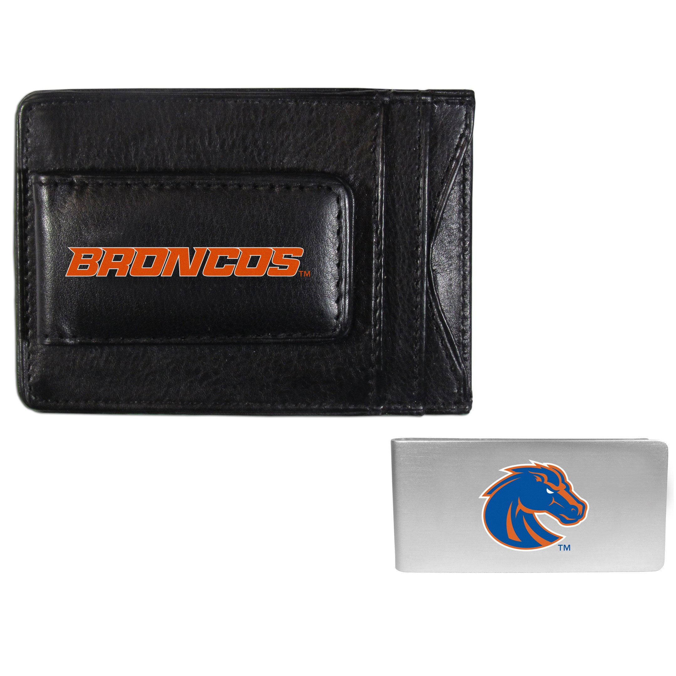 Boise St. Broncos Leather Cash & Cardholder & Money Clip