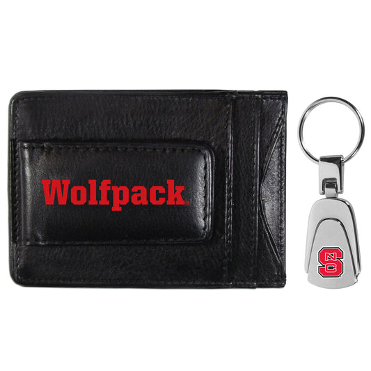 N. Carolina St. Wolfpack Leather Cash & Cardholder & Steel Key Chain - N. Carolina St. Wolfpack