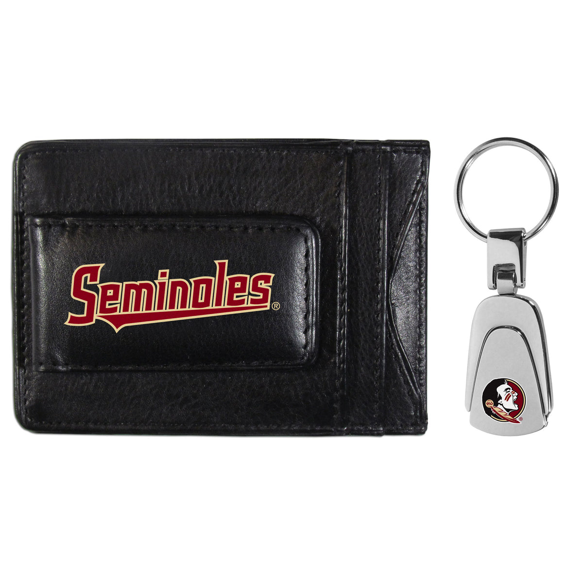 Florida St. Seminoles Leather Cash & Cardholder & Steel Key Chain