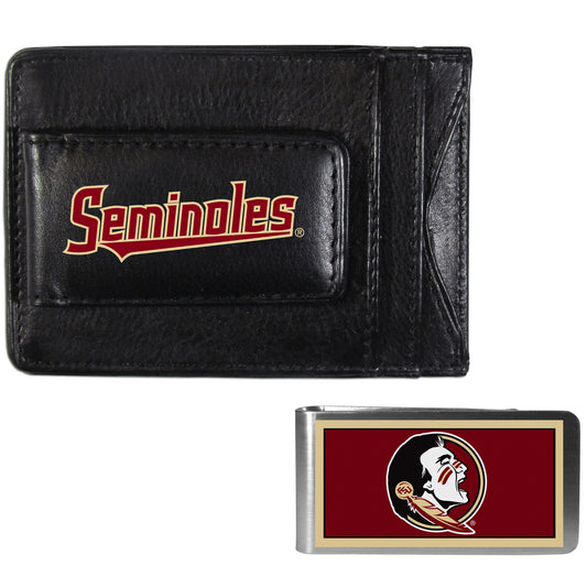 Florida St. Seminoles Leather Cash & Cardholder & Color Money Clip