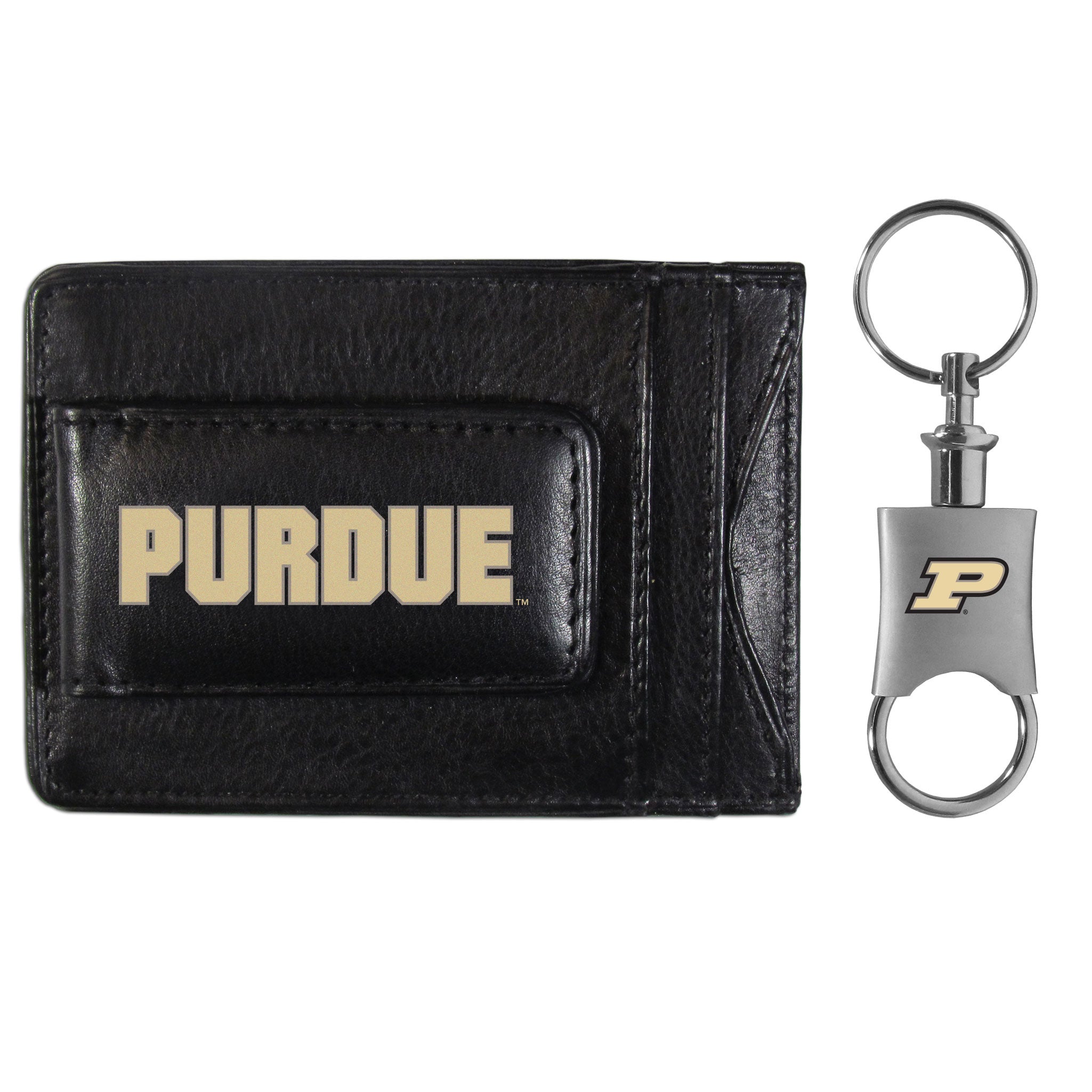 Purdue Boilermakers Leather Cash & Cardholder & Valet Key Chain - Purdue Boilermakers