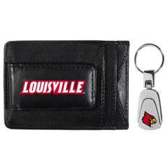 Louisville Cardinals Leather Cash & Cardholder & Steel Key Chain