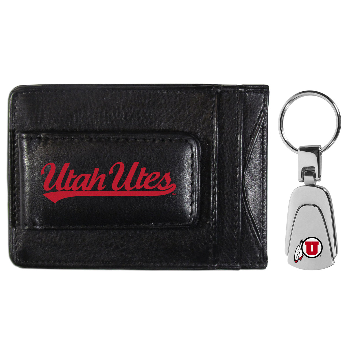 Utah Utes Leather Cash & Cardholder & Steel Key Chain