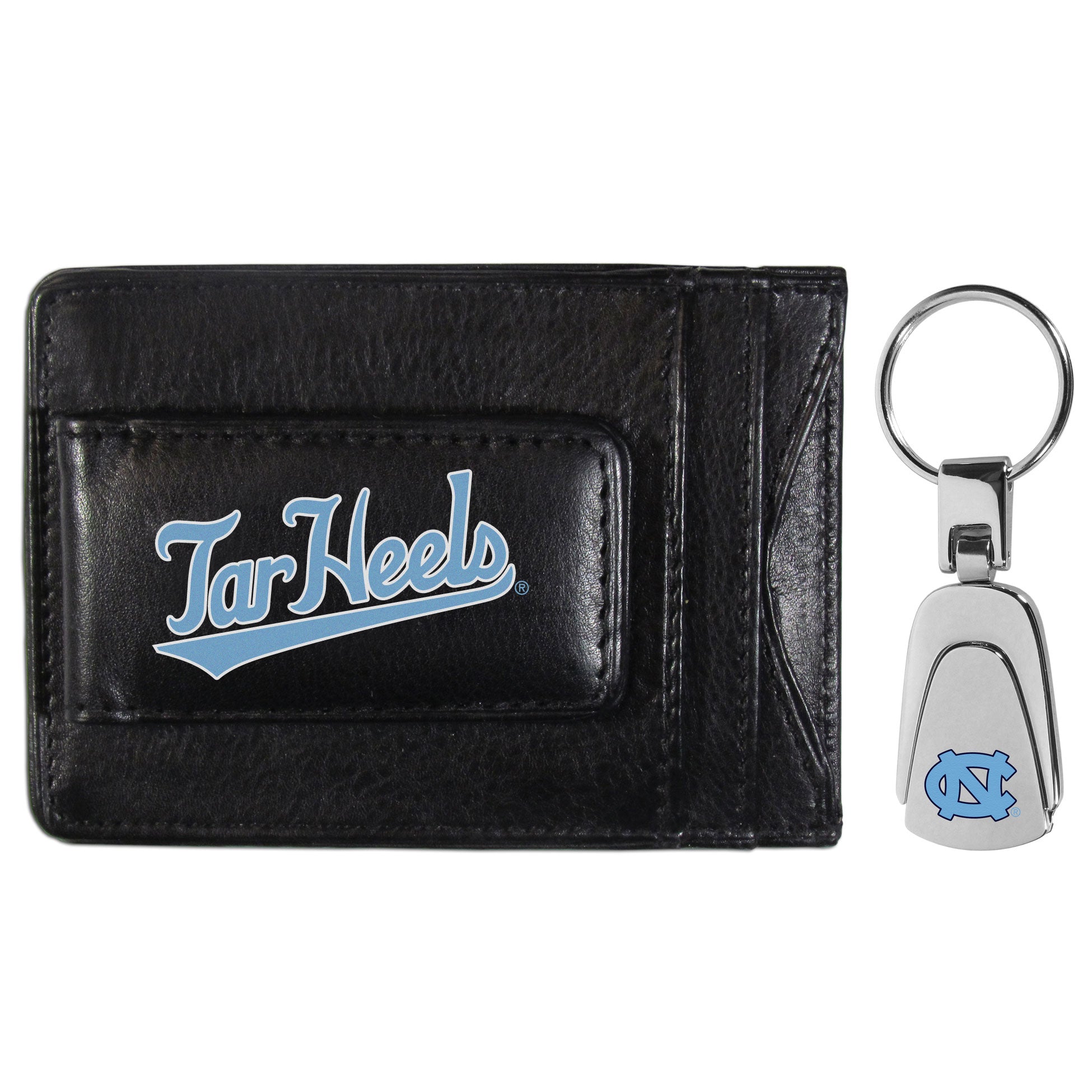 N. Carolina Tar Heels Leather Cash & Cardholder & Steel Key Chain