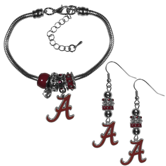 Arkansas Razorbacks Euro Bead Earrings and Bracelet Set