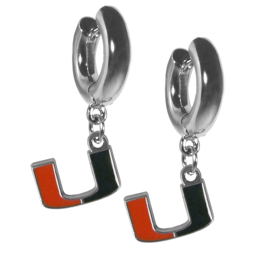 Miami Hurricanes Huggie Hoop Earrings