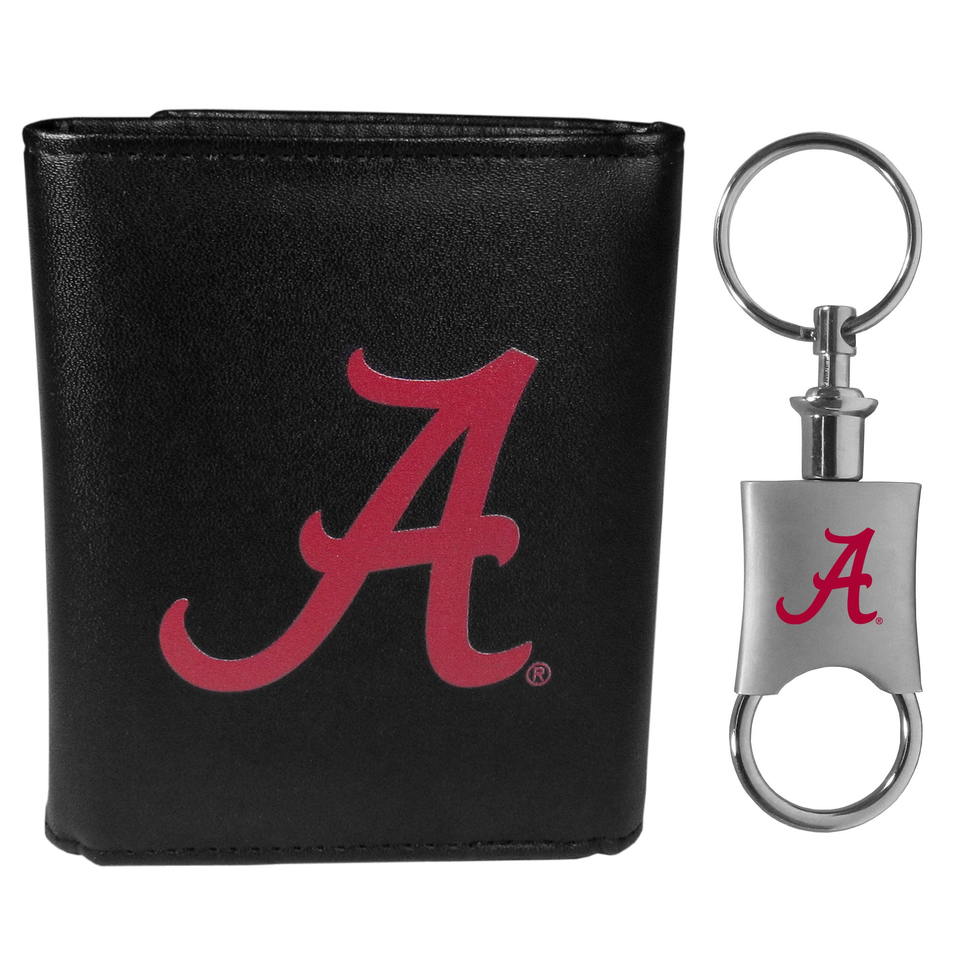 Alabama Crimson Tide Leather Tri-fold Wallet & Valet Key Chain