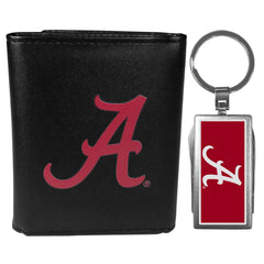 Alabama Crimson Tide Leather Tri-fold Wallet & Multitool Key Chain Black