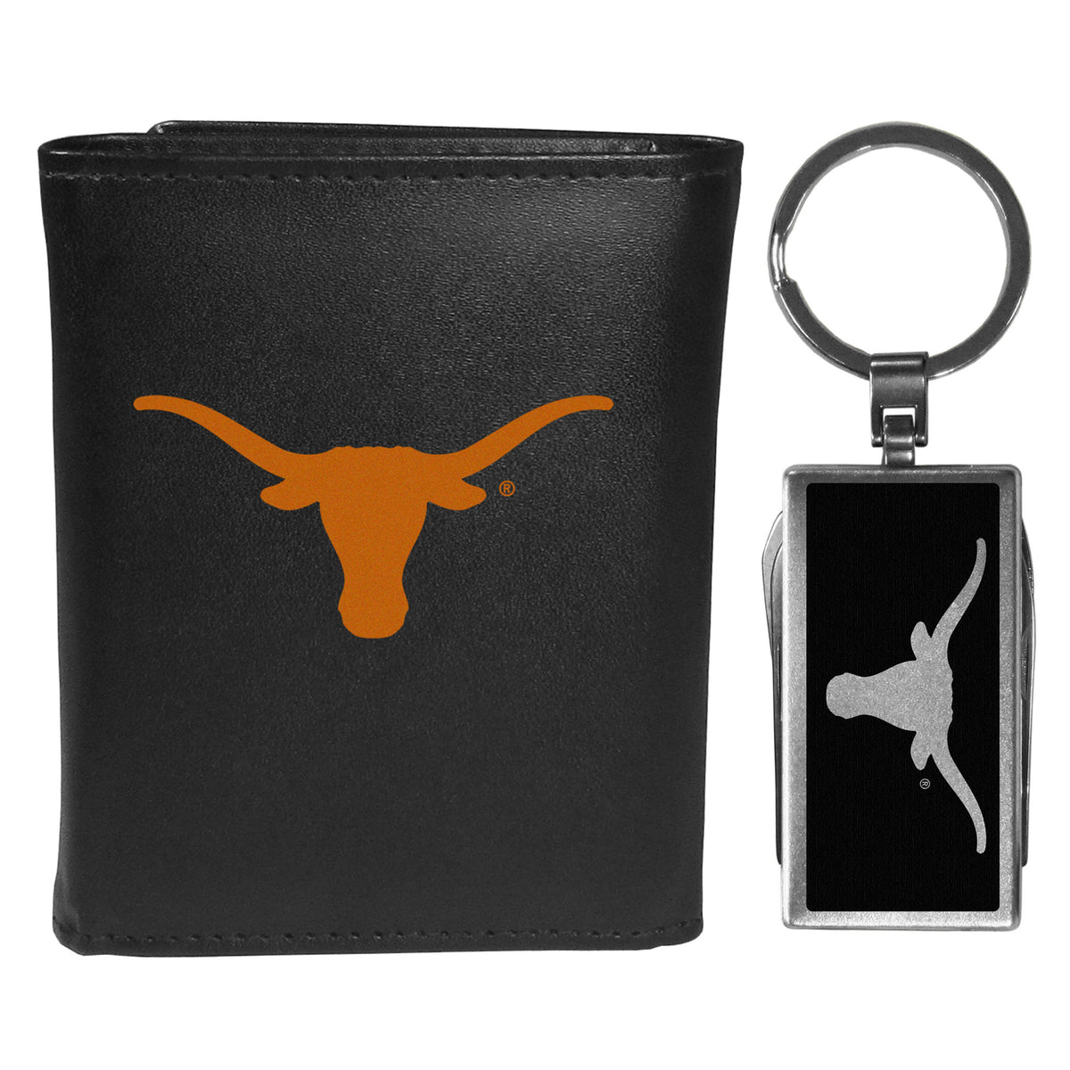 Texas Longhorns Leather Tri-fold Wallet & Multitool Key Chain