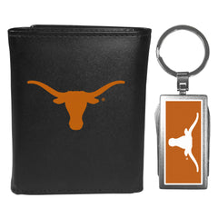 Texas Longhorns Leather Tri-fold Wallet & Multitool Key Chain Black