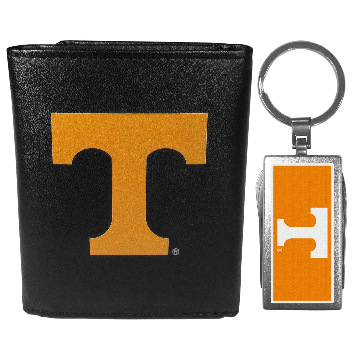 Tennessee Volunteers Leather Tri-fold Wallet & Multitool Key Chain Black